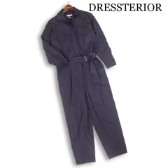 DRESSTERIOR ドレステリア 通年★ ストライプ ジャンプスーツ オールインワン つなぎ 日本製 Sz.36 レディース ネイビーのサムネイル