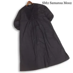 SM2 Samansa Mos2 blue サマンサモスモス 春夏★ レース 切替 ロング ワンピース Sz.フリー レディース 黒