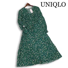 【新品 23SS】 UNIQLO ユニクロ 花柄 フラワー 総柄 プリント Vネック フレア ロング ワンピース Sz.L レディース 未使用