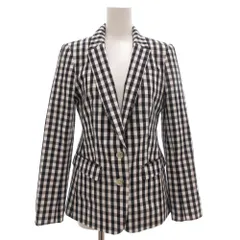 バナナリパブリック ジャケット 上着 2 ホワイト 黒 ブラック チェック柄 長袖 テーラード /RG ■GY58