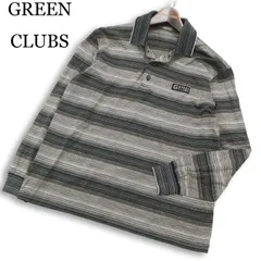 GREEN CLUBS グリーンクラブ 通年 ロゴワッペン★ 長袖 ボーダー ポロシャツ 日本製 Sz.3 メンズ