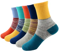 キッズ 靴下 5足セット カラフル  子供の靴下 くつした 男の子 女の子 ソックス 綿 通学 スポーツ KIDS SOCKS