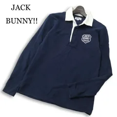 JACK BUNNY!! ジャックバニー パーリーゲイツ ゴルフ 通年★ 長袖 ロゴ ワッペン ポロシャツ Sz.5 メンズ 紺 ネイビー