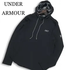 UNDER ARMOUR アンダーアーマー 通年 ロゴ★ ワッフル サーマル プルオーバー パーカー Sz.M メンズ 黒 トレーニング