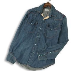 Indian Motorcycle インディアンモーターサイクル 通年★ 長袖 デニム ウエスタン シャツ 日本製 Sz.M メンズ