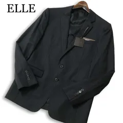【新品 未使用】 ELLE エル 通年 背抜き ウール★ ビジネス ストライプ テーラード ジャケット Sz.94A6 メンズ 灰 グレー