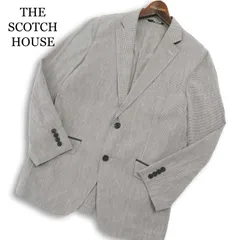 THE SCOTCH HOUSE スコッチハウス 春夏 麻 リネン混★ 千鳥柄 アンコン テーラード ジャケット ブレザー Sz.M メンズ グレー