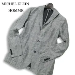 MICHEL KLEIN HOMME ミッシェルクラン オム 春夏 麻 リネン★ イタリアンカラー テーラード ジャケット Sz.48 メンズ グレーのサムネイル