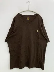 Polo Ralph Lauren ポロラルフローレン Tシャツ/カットソー LT ブラウン 無地 ワンポイント ブランドロゴ ミドル丈 半袖 Vネック