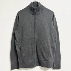 古着 used　Eddie Bauer エディーバウアー　長袖ドライバーズニット　セーター　フルジップ　無地　グレー　Mサイズ