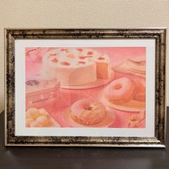 スイーツアート8 パステル画　額縁寸法32.7㎝×24.0㎝×1.5㎝ スイーツアート⑧額装品 額縁寸法33cm×24cm パステル、水彩、色鉛筆画