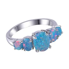 【新品】 KELITCH オ パル指輪 10月誕生石リング シルバ 天然石 オリジナル 専用BOX 収納ポ チ 青色 20号 1