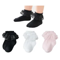 【新品】 [Ciyar] 3/4足セット 靴下 キッズ 女の子 フォーマルソックス 子供 こども靴下 レース かわいい お姫様 シンプル 柔らかい 入学式 発表会 結婚式 綿 四季3color-M 0