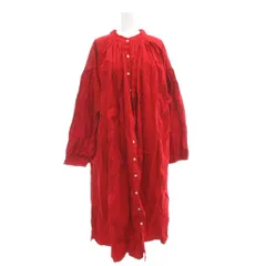 サマンサモスモス SM2 ギャザー羽織りシャツワンピース 長袖 ロング スタンドカラー F 赤 レッド /GV ■GY59