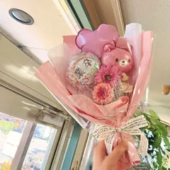パステルピンクハートバルーン卒業ブーケ 造花　即日発送可