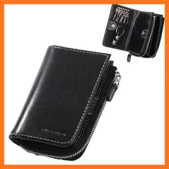 【新品】 [グレンチェック] イタリアンレザー キーケース スマートキー対応 キーリング コインケース 小銭入れ カードポケット付き 本革 メンズ レディース (ブラック) 0