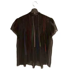 カラー kolor シフォンブラウス シャツ ストライプ 2 黒 ブラック マルチカラー ■WGAのサムネイル