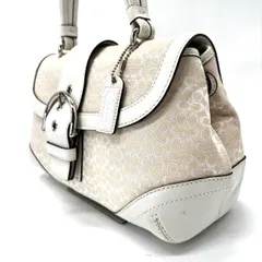 【良品】 coach y2k soho signature canvas handbag charm belt beige×white silver parts unisex コーチ ソーホー ハンドバッグ