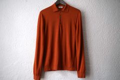 イタリア コットン ジップアップ ジャケット ニット オレンジ - メルカリ