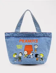 スヌーピー　SNOOPY デニム　トートバッグ　刺繍　ミニバッグ　軽量