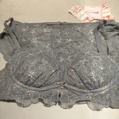 新品  タグ付  A65  チュチュアンナ  運命のブラ  上下セット  ブラ＆ショーツ ノンワイヤー グレー  ふっくら谷間  高級  刺繍  キラキラ   定価3278円  214