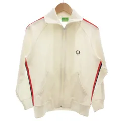 フレッドペリー FRED PERRY トラックジャケット ロゴ刺繍 M 白 ホワイト  スタンドカラー サイドライン /HW ■GY61