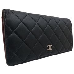 CHANEL マトラッセ ココマーク ラムスキン がま口 長財布 ブラック