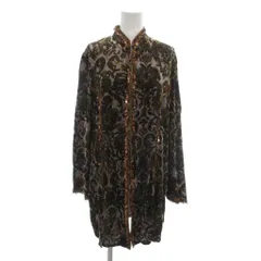 イタリヤ 伊太利屋 ジャケット 7 茶 ブラウン グレー 総柄 シルク混 スパンコール装飾 長袖 /NU ■GY61