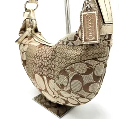 【良品】COACH  Y2K all beige signature canvas leather patchwork half moon shoulder bag unisex コーチ ショルダーバッグ