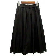 ナノユニバース nano universe LB.04 ギャザー ボリューム スカート ロング ウエストゴム ブラック 黒 F