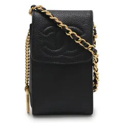 CHANEL シャネル ココマーク ポシェット チェーンショルダーバッグ フォンケース スマホケース 携帯 キャビアスキン レザー ブラック 黒 