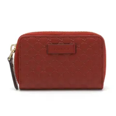 GUCCI グッチ マイクログッチシマ ラウンドファスナー コインケース 小銭入れ コインパース レザー レッド 赤 ゴールド金具 アウトレット品 544249
