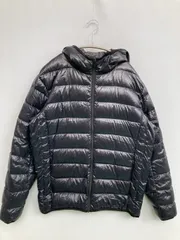 UNIQLO ユニクロ ダウンジャケット/コート M ブラック ナイロン 無地 ショート丈 ジップアップ フードあり