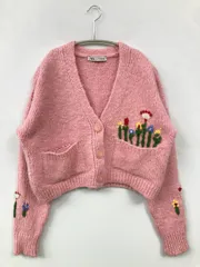 ZARA ザラ カーディガン/ボレロ USA S ピンク ナイロン 無地 刺繍 ショート丈 長袖