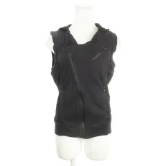 ディーゼル DIESEL ベスト 前開き ジップアップ フーディー ロゴ刺繍 XXL 紺 ネイビー 黒 ブラック /AH33 ■GY61