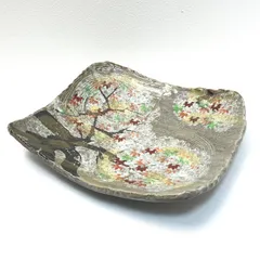 ◼︎未使用保管品◼︎【京焼　清水焼】景春窯　手書き　もみじ　大皿　盛皿