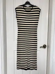 ZARA ストライプ ニット ノースリーブ ロング丈ワンピース