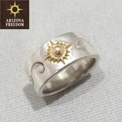 ★ARIZONA FREEDOM 太陽神 シングル唐草 リング SV925 シルバー K18 ゴールド 約17.5号 指輪 アリゾナフリーダム★