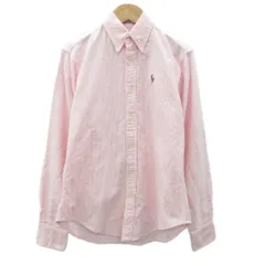 ラルフローレン RALPH LAUREN カジュアルシャツ 0 ピンク ストライプ柄 ボタンダウン 長袖 ロゴ刺繍 /SM30 ■ECD001