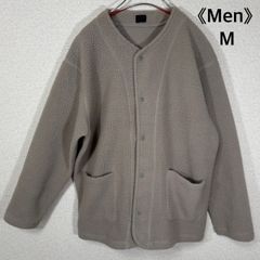 ボアフリースカーディガン グレージュ Mサイズ ノーカラージャケット ボアジャケット スナップボタン