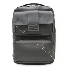 FENDI フェンディ セレリア FFロゴ バックパック リュックサック レザー グレー ブラック 黒 シルバー金具 7VZ047のサムネイル