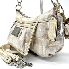 【良品】 coach 2way y2k poppy beige signature canvas leather spanker shoulderbag handbag beige unisex コーチ 2way ショルダーバッグ