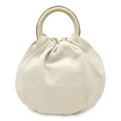 LOEWE ロエベ アナグラム バウンスバッグ ハンドバッグ レザー アイボリー シルバー金具 ショルダーストラップ欠品 332.87.L40
