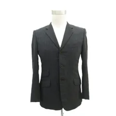ポールスミス PAUL SMITH テーラードジャケット ミドル丈 シングルボタン ウール 黒 ブラック ストライプ柄 /SM32 ■GY58