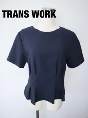 TRANS WORK　トランスワーク　カットソー　Mサイズ　３８　ネイビー　半袖　綺麗め　上品　美品　送料込み　6465430のサムネイル
