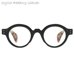 老眼鏡 おしゃれ 丸型 +2.00 ラウンドフレーム 軽量 バイカラー ブラック×べっ甲柄