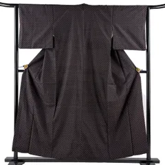 【美品】 紬 身丈155cm 裄丈63.5cm S 袷 読谷山花織 証紙 菱 焦茶色 正絹 逸品 【中古】のサムネイル