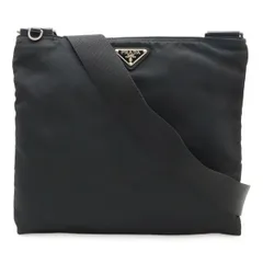 PRADA プラダ ショルダーバッグ 斜め掛け マチなし ナイロン レザー NERO ブラック 黒 シルバー金具 BT0175