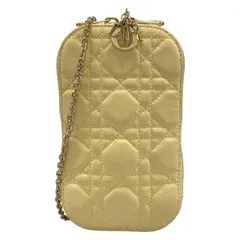 ディオール/クリスチャンディオール ショルダーバッグ レディ ディオール コーリンディオール フォンホルダー クリーム ラムスキン