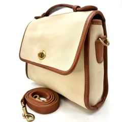 【良品】old coach 2way shoulderbag handbag leather gold parts beige ladies コーチ 2way ショルダーバッグ